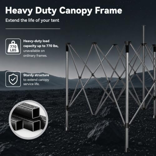 COBIZI 10x20 Heavy Duty Pop Up Canopy Tent with 6 Sidewalls, Black