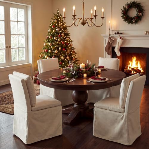 HOMRELEXA Dining Chairs Set of 4, Upholstered Skirted Kitchen Chairs
