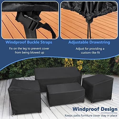 STARTWO Outdoor Furniture Cover Waterproof 4 Piece, Black, Regular, 420D