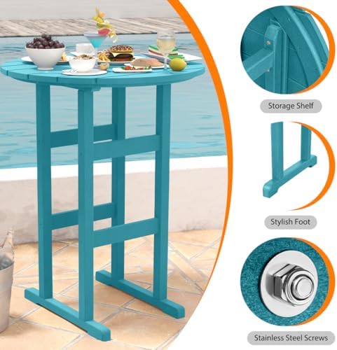 Sundale Outdoor Adirondack Round Bar Table, 39” Height Patio Pub Deck Table
