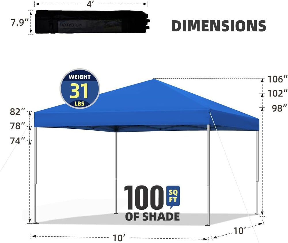 10x10 Pop Up Canopy Tent Instant Canopy for Party Portable Beach Tent Sun She...