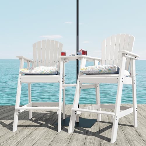 Sundale Outdoor Tall Adirondack Chairs Set of 2 with Table, Patio HDPE Bar
