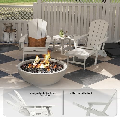 FOOWIN Folding Adjustable Adirondack Chair with Ottoman Set of 2