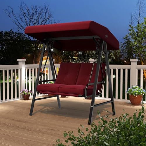 AECOJOY 2-Seat Outdoor Patio Swing Chair with Adjustable Canopy, Porch Swings...