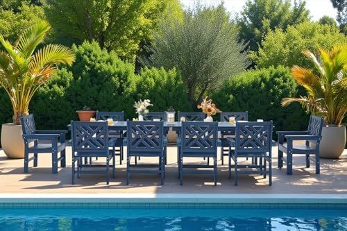 12 Piece HDPE Outdoor Dining Set for 10, Patio HDPE Furniture Set with 2 Tabl...