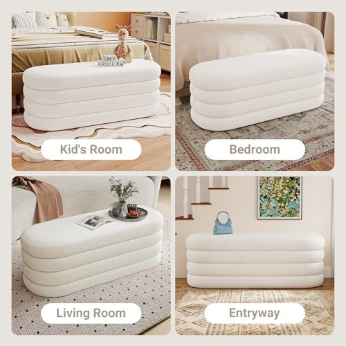 Busaurus Storage Ottoman Bench 49.2 Inch Upholstered Fabric Storage Bench for...