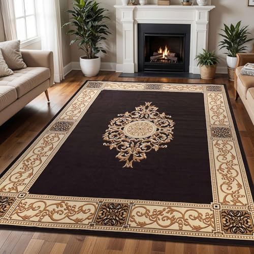 Superior Indoor Washable Area Rug, Non Slip, 12'x18', Coffee