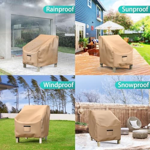 2 Pack Outdoor Patio Chair Covers Waterproof 32"Wx37"Dx36"H, B...