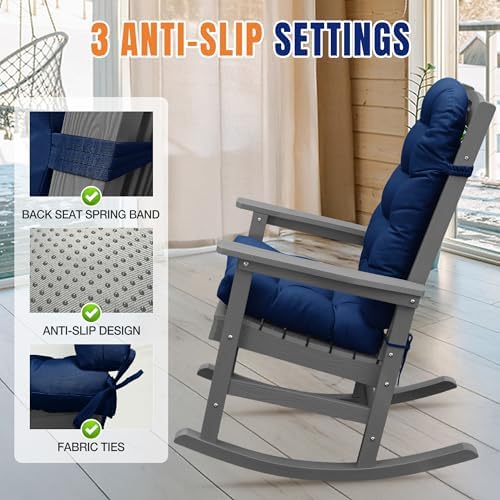 YEFU Adirondack Chair Cushion, 49x20 Rocking Chair Cushions Set of 2, Navy