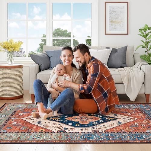 Lahome Area Rugs 9x12 Living Room - Boho Non-Slip Washable Rug Ultra-Thin Sta...