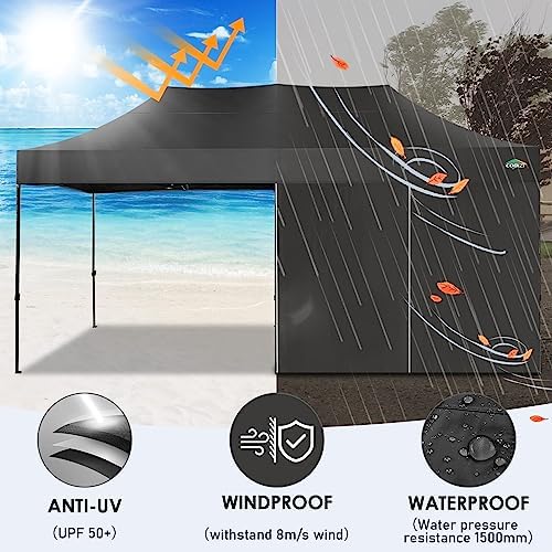 COBIZI 10x20 Heavy Duty Pop Up Canopy Tent with Sidewalls, Easy Up Canopy