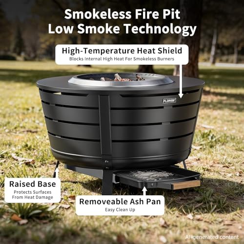 26.5 Inch Smokeless Fire Pit, Outdoor Large Wood Burning Bonfire Fireplace