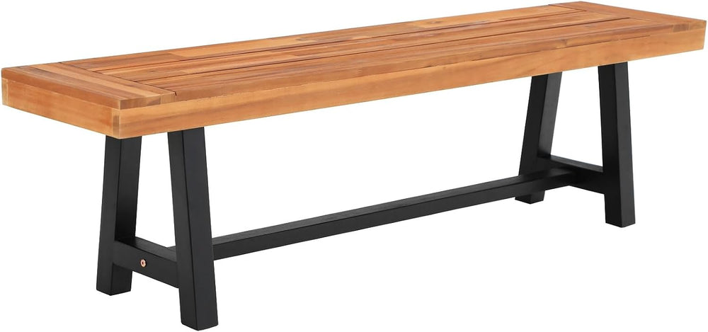 Sophia & William 63" Outdoor Wood Bench Weatherproof, Teak Finish, 1...