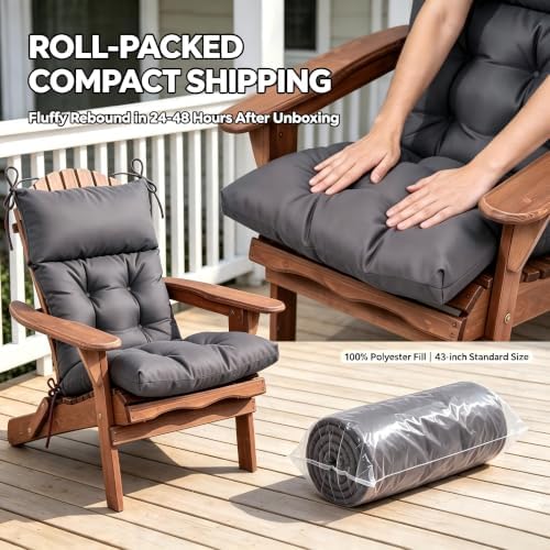 QILLOWAY Outdoor Rocking Chair Cushion 43x21 Inch, 100% Polyester Waterproof ...