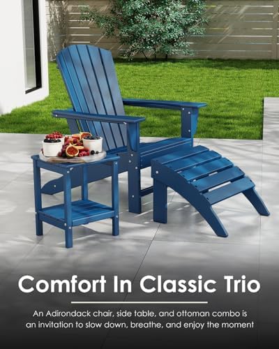 GREENVINES Oversized Adirondack Chairs Set of 2, HDPE All Weather, Blue