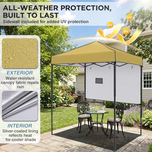 EAGLE PEAK 6x4 Instant Pop Up Canopy Tent with 1 Half Wall, Beige