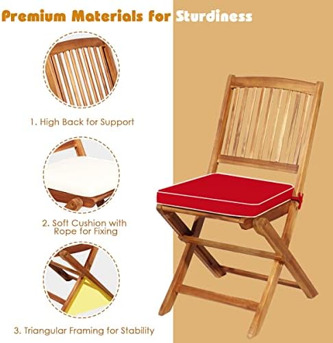 HAPPYGRILL 3 Pieces Patio Bistro Set Table & Chair with Cushions Foldable...