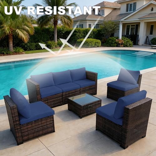 Loungewave Outdoor Cushion Covers, Patio Cushion Covers (Navy Blue,12Pcs-M)
