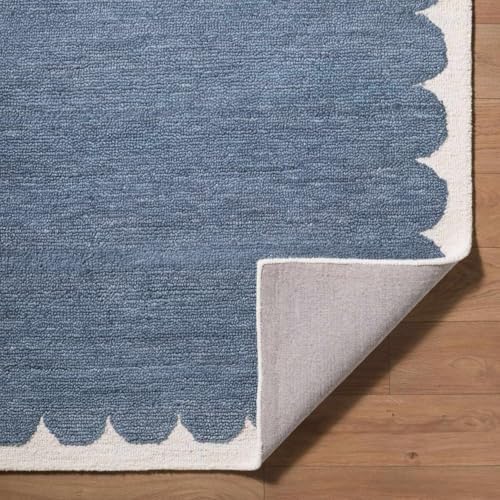 Hauteloom Kazuto Wool Living Room, Bedroom Area Rug - Scalloped Border Plain ...