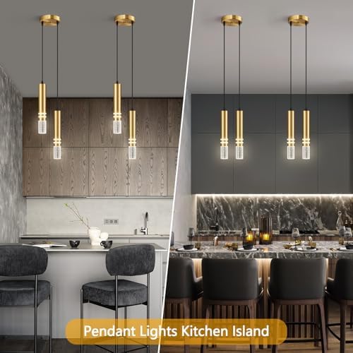 Pendant Lights Kitchen Island, Crystal Pendant Light Fixtures Mini 12W LED Mo...