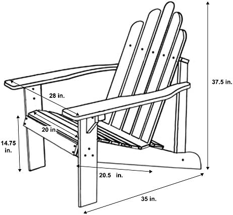 Shine Company 4618BB Marina Wooden Outdoor Patio Adirondack Chair, Burnt Brown