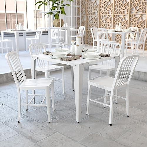 Flash Furniture Gael Commercial Grade 2 Pack White Metal Indoor-Outdoor Chair