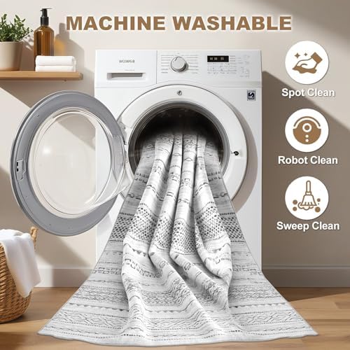 Nakagishi Runner Rug Kitchen Washable Rugs: 3x8 Non-Slip Boho Soft Modern Sta...
