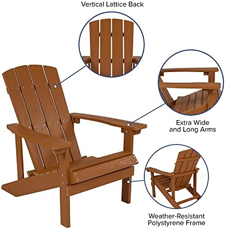Flash Furniture Charlestown Commercial Grade Indoor/Outdoor Adirondack Chair,...