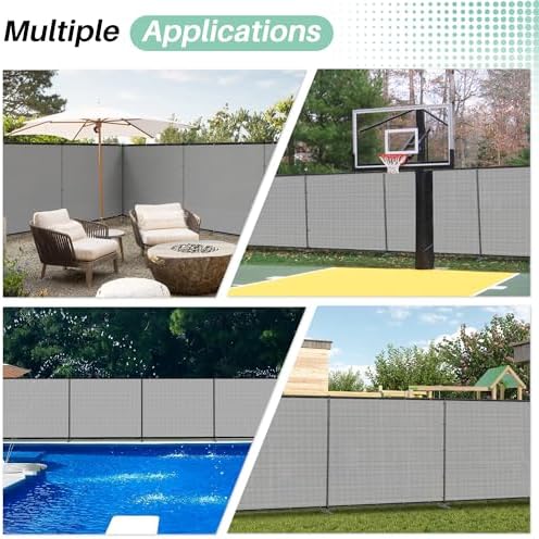 SunnyRoyal 6' x 24' Privacy Fence Screen Panel with Iron Poles Freest...