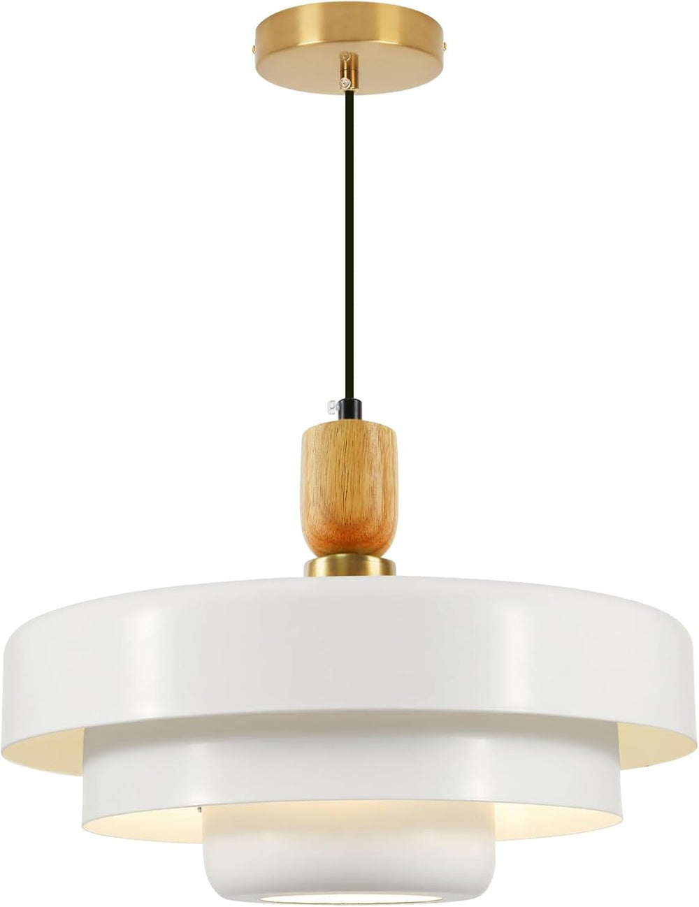 3-Layer White Metal Shade Pendant Light, Mid Century Adjustable Hanging Light...