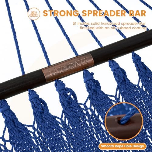 Lazy Daze 2 Person Caribbean Rope Hammock, Handwoven Double Hammock