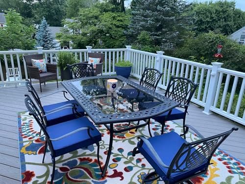 FLYMEI Patio Cushion Covers 25x25x5, Navy Blue, 4Packs