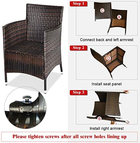 HAPPYGRILL 3 Piece Patio Set Wicker Rattan Furniture Set Outdoor Rattan Conve...