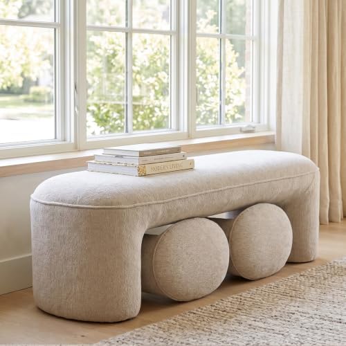 Hyfirm 3-Piece Nesting Ottoman Bench Set, 53" Chenille End of Bed Bench ...