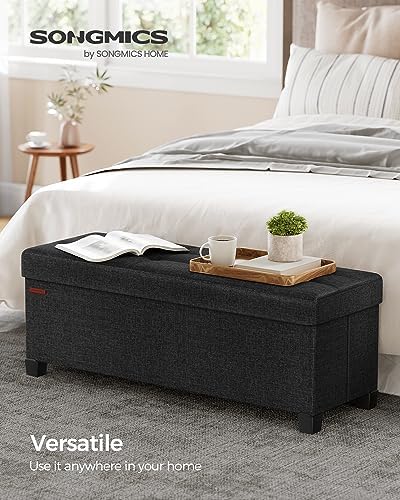 SONGMICS Storage Ottoman Bench, Foldable Foot Rest with Legs