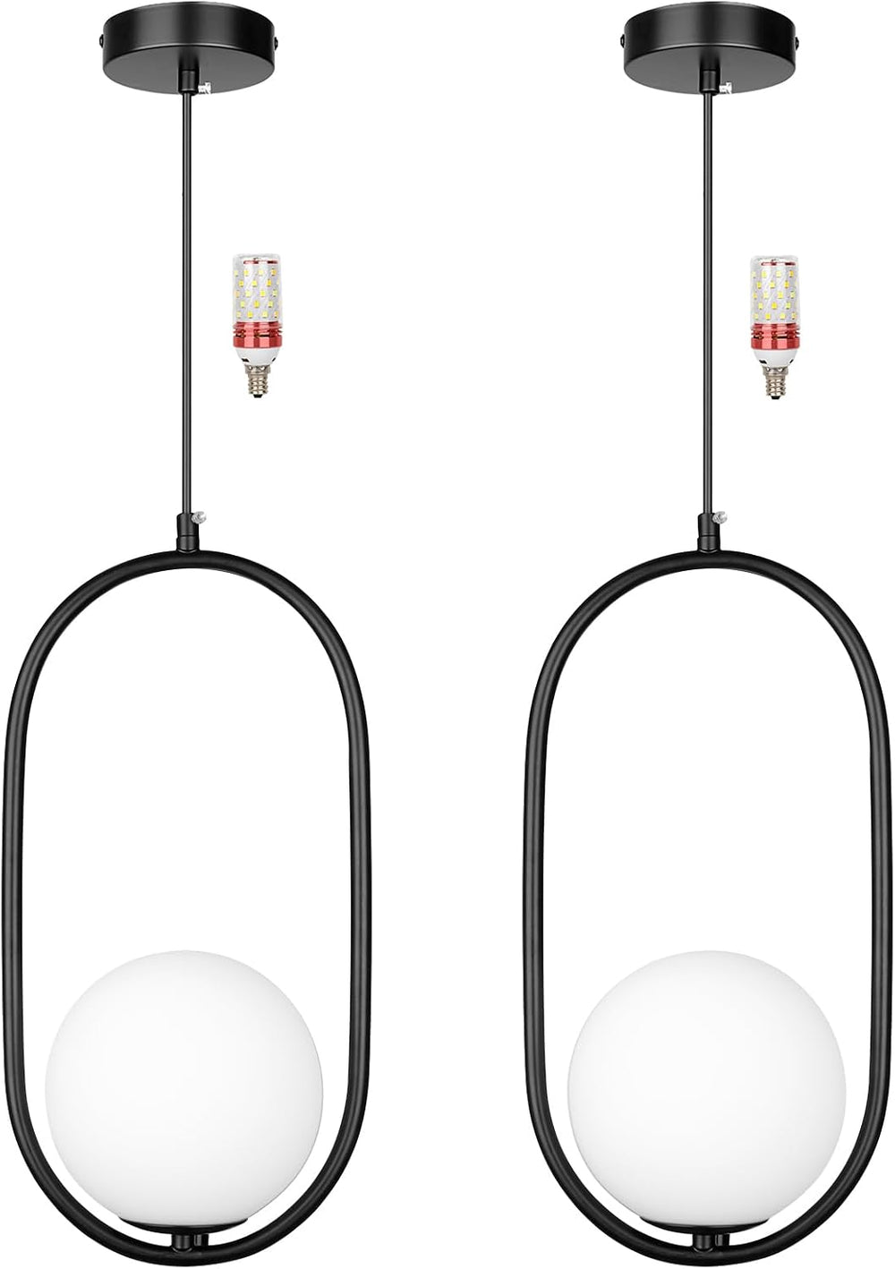 lobolighting Modern Pendant Lighting, 2 Pack Black Pendant Light Fixtures Adj...