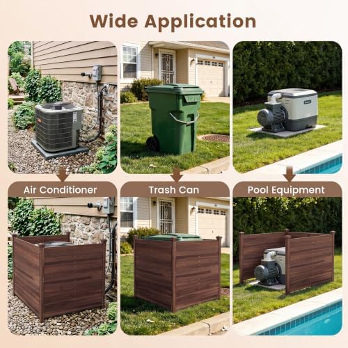 Giantex 3 Panels Wooden Privacy Fence with Stakes, 47" W x 45.5" H,...