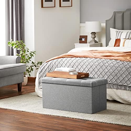 SONGMICS Ottoman Storage Bench, 21 Gal. Folding Chest, Holds 660 lb