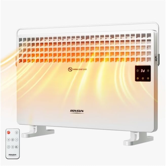 ROVSUN 1500W Flat Panel Heater w/Remote Control, Convection Space Heater w/LC...