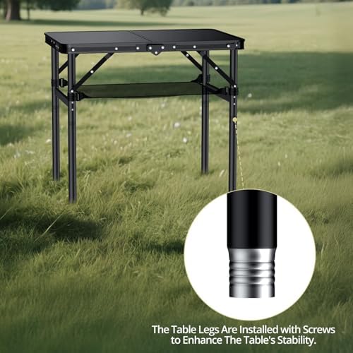 Anbte 2ft Folding Camping Table, 3 Adjustable Height Max 29.5", 23"...