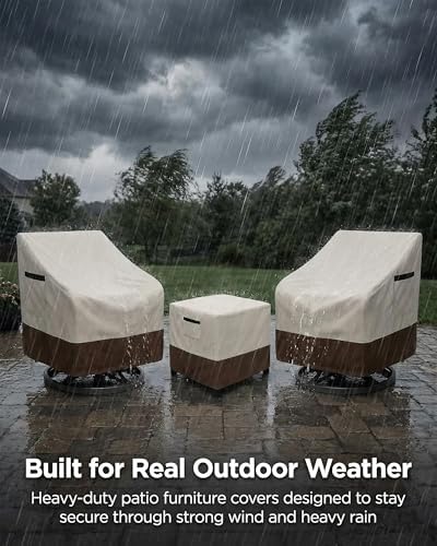 3-Piece Patio Bistro Furniture Cover Set, Heavy-Duty 600D Waterproof Outdoor ...