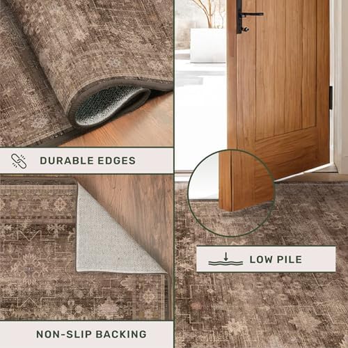 Boho Taupe Brown 3x5 Large Entryway Rug - Modern Vintage Traditional Eclectic...