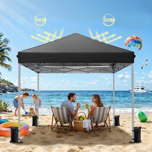 Driftalia 10x10 Pop Up Canopy Tent One-Push Center Lock, Portable Shelter