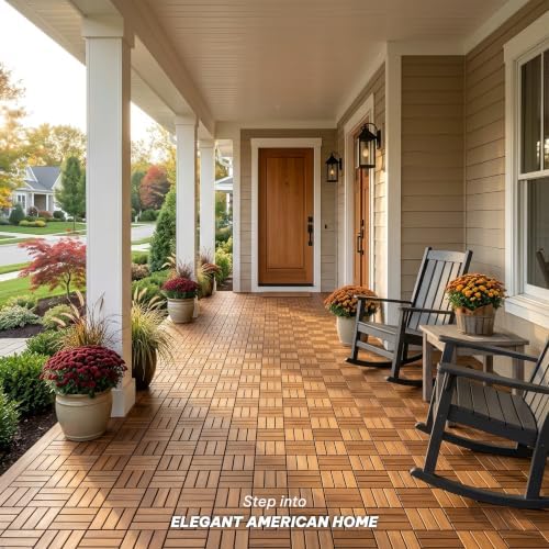 VICTORY RELAX Natural Acacia 12x12 Interlocking Wood Deck Tiles for Balcony, ...