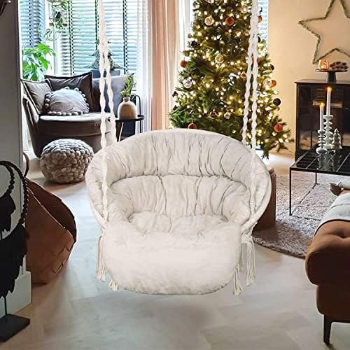 Hammock Chair with Cushion, Handmade Macrame Swing Chair with Hanging Hardwar...