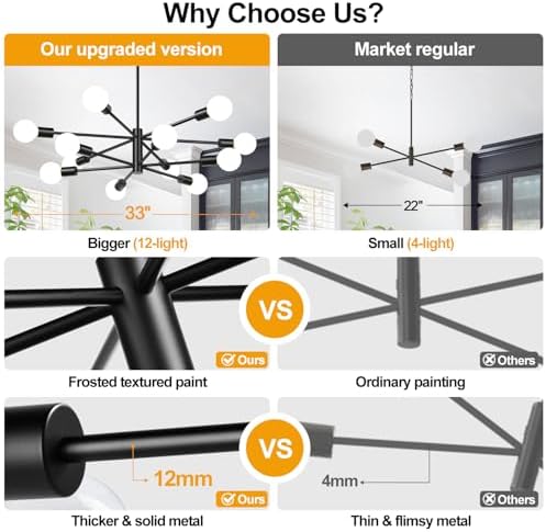 11"-52" Height Adjustable Modern Chandelier Ceiling Light Fixture, ...