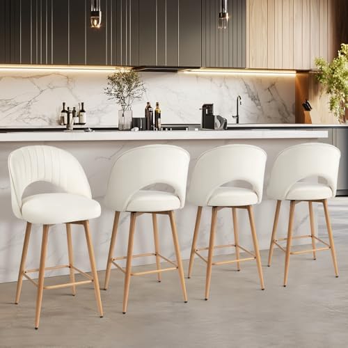 Swivel Bar Stools Set of 3, Counter Height Barstools for Kitchen Island, 26&q...