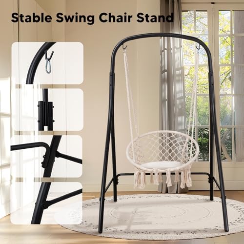 SUNCREAT Indoor Hammock Swing Chair with Stand, Hanging Chair Outdoor with St...