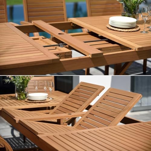 Amazonia Franklin 9-Piece Rectangular Extendable Patio Dining Set Teak Finish...
