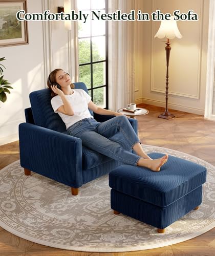 Welzona Corduroy Accent Chair, 35.5” Oversized Chair, Living Room Chairs